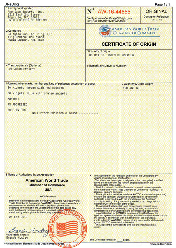 How To Complete an Electronic Certificate Of Origin